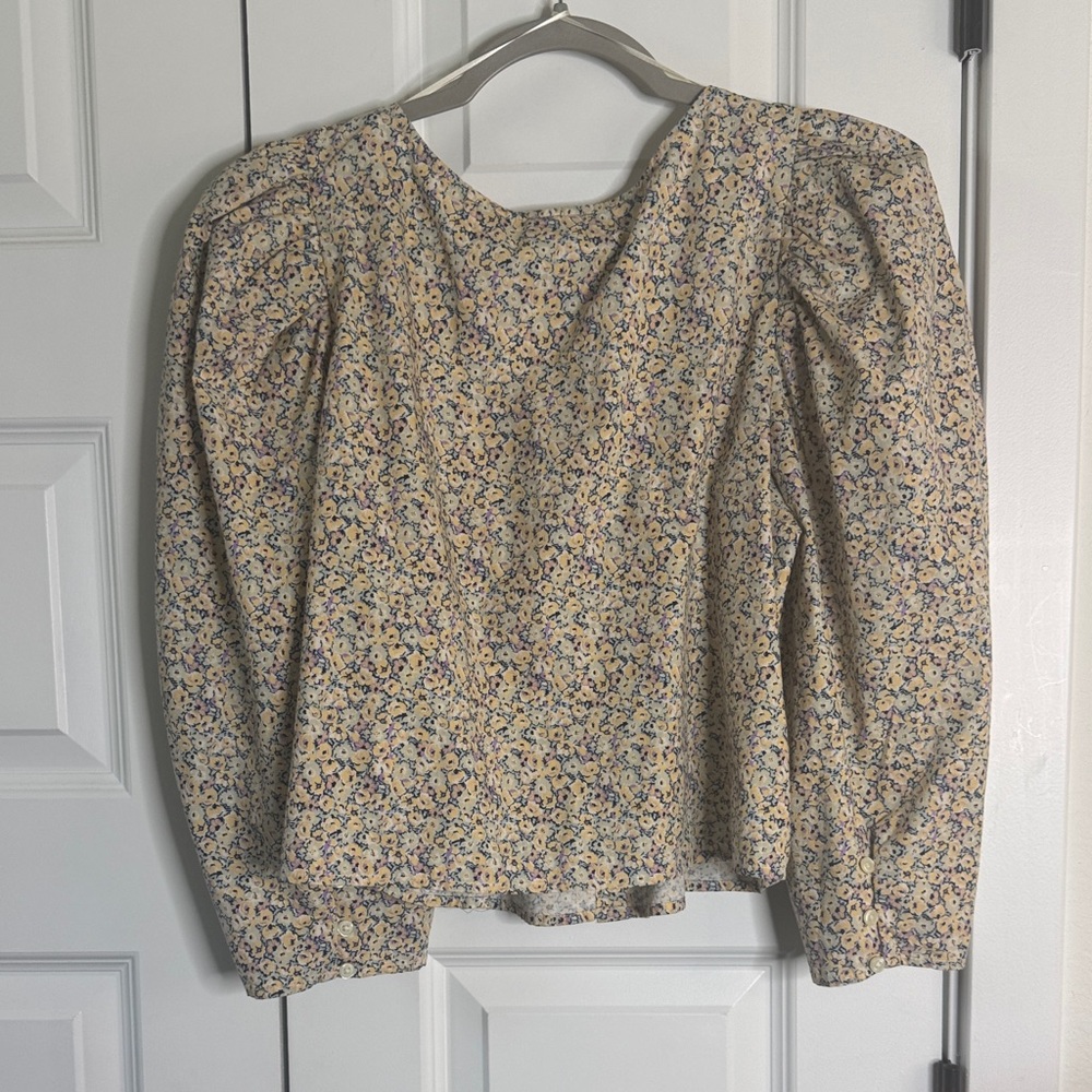 Levi's Women's Floral Blouse - Cream and Yellow - Picture 3 of 3